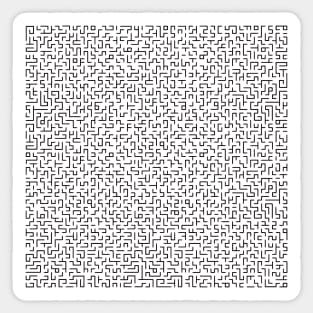 Black and white geometric line drawing of a maze pattern Sticker